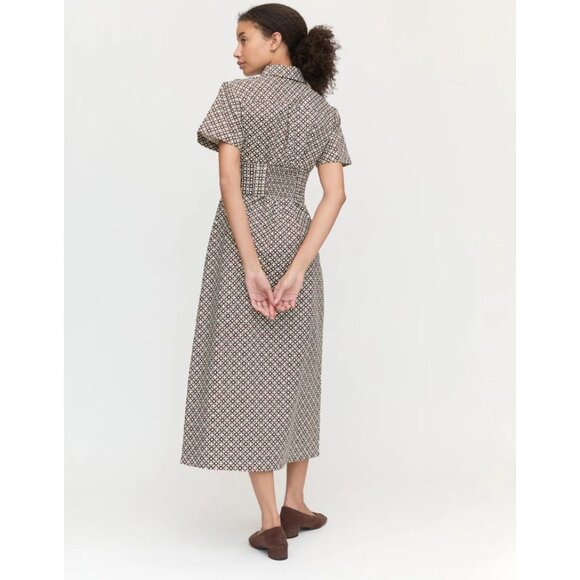 Hill House NWT The Carolina Shirt Dress Chocolate Circular Lattuce XL Midi - Picture 2 of 10